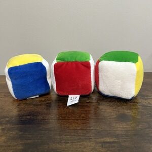 Baby Gap Primary Color Block Plush Cubes 4" X 4" Toy